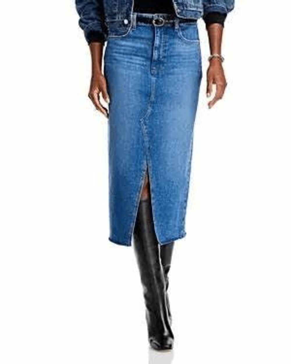 Paige Meadow Raw Hem Midi Skirt